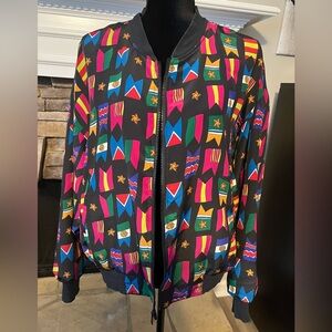 Colorful Geometric Patterned Bomber Jacket